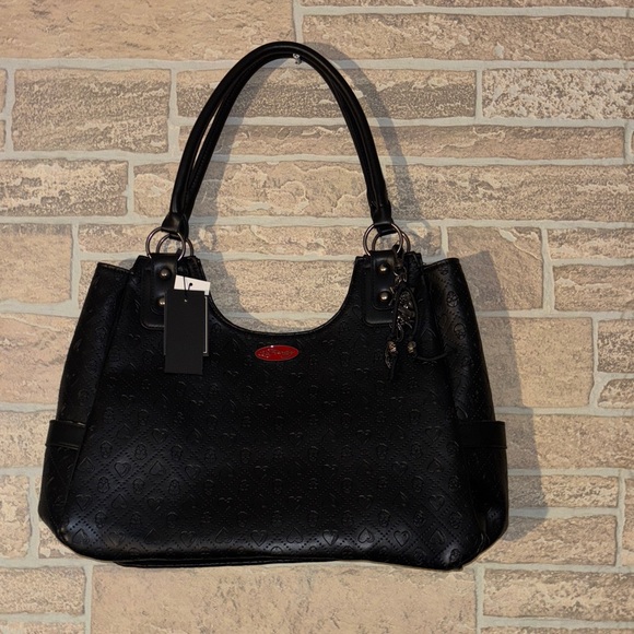 Ed Hardy Stylish Black skull Embossed Shoulder Bag - Picture 1 of 4